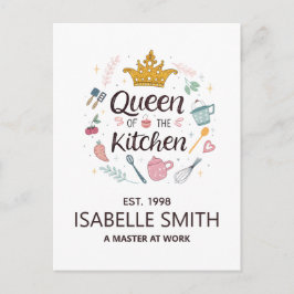 Queen of the Kitchen Custom Name Design Briefkaart