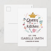 Queen of the Kitchen Custom Name Design Feestdagenkaart (Voorkant / Achterkant)