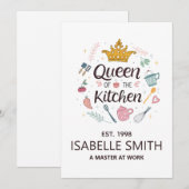 Queen of the Kitchen Custom Name Design Feestdagenkaart (Voorkant / Achterkant)