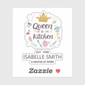 Queen of the Kitchen Custom Name Design Sticker (Vel)