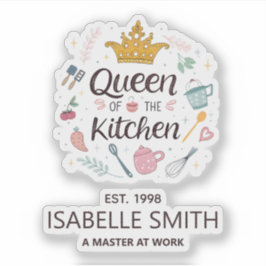 Queen of the Kitchen Custom Name Design Sticker