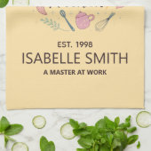 Queen of the Kitchen Custom Name Design Theedoek (Gevouwen)