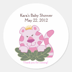 Queen of the Oerwoud Roze Baby shower Favor Sticke Ronde Sticker