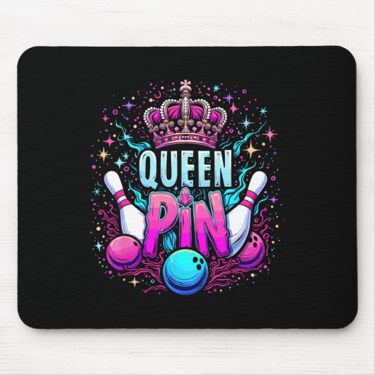 Queen Pin Shirt Bowler Bowling League For Bowling  Muismat (Voorkant)