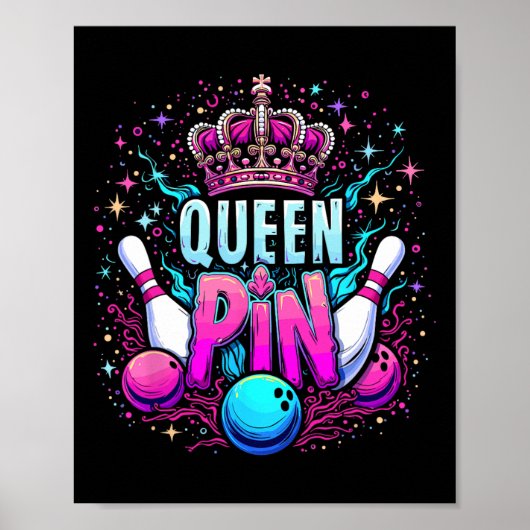Queen Pin Shirt Bowler Bowling League For Bowling  Poster (Voorkant)