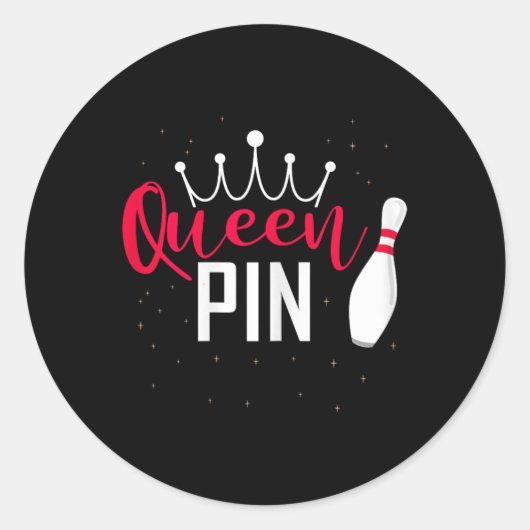 Queen Pin Shirt Bowler Bowling League For Bowling Ronde Sticker (Voorkant)