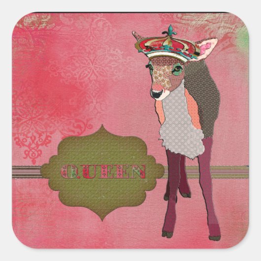 Queen Roze Fawn Sticker (Voorkant)
