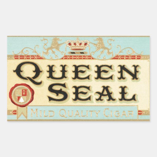  Queen Seal Sigarenlabel Rechthoekige Sticker (Voorkant)