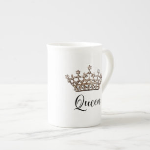 "Queen" Tiara Design Porselein Kop