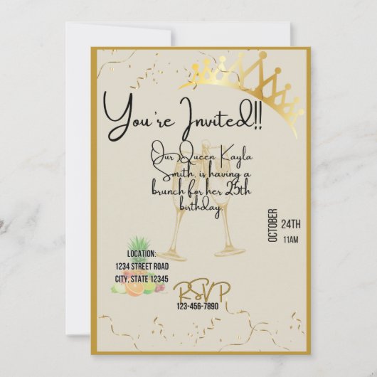 Queen verjaardagsuitnodiging kaart (Voorkant)