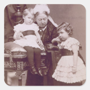 Queen Victoria (1819-1901) met haar kleinkinderen, Vierkante Sticker