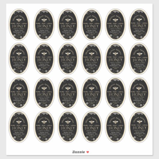 Queenline 8 oz Ovaal Honing Label met Honeycomb Be (Vel)