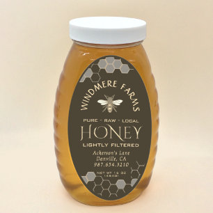 Queenline Honey Label 16/32oz Honeycomb Bee Earth