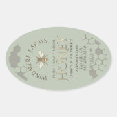 Queenline Honey Label 16/32oz Honeycomb Bee Sage (Voorkant)