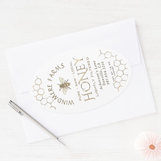 Queenline Honey Label 16/32oz Honeycomb bee White (Envelop)