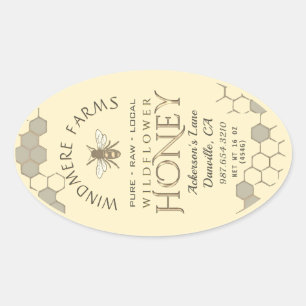 Queenline Honey Label 16/32oz Honeycomb Bee Yellow