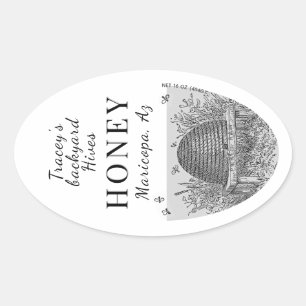 Queenline Jar  Skep Achtertuin Bijenkorf Ovaal Ovale Sticker