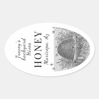 Queenline Jar  Skep Achtertuin Bijenkorf Ovaal Ovale Sticker