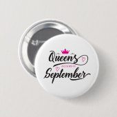 Queens-are geboren in september ronde button 5,7 cm (Voorkant /achterkant)