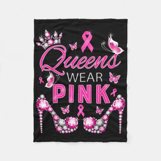 Queens Draag roze borstkankerwaarschuwing Ribbon S Fleece Deken (Voorkant)