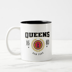 Queens New York 1683 zwart Tweekleurige Koffiemok