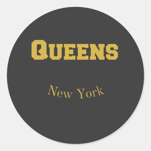Queens New York Gold Ronde Sticker (Voorkant)