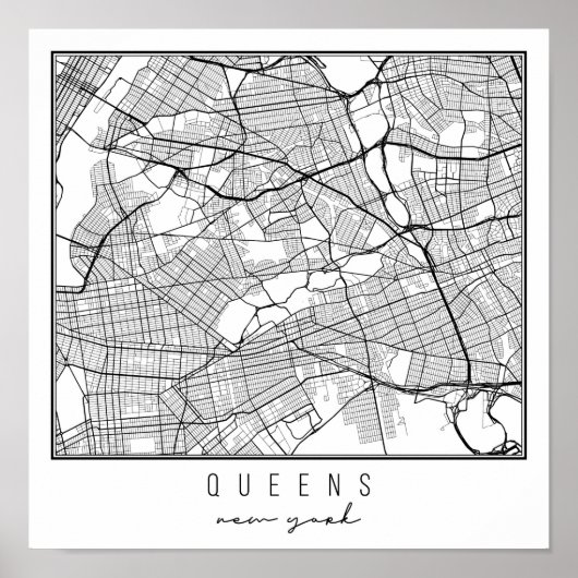 Queens New York Street Map Poster (Voorkant)