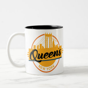 Queens New York Tweekleurige Koffiemok