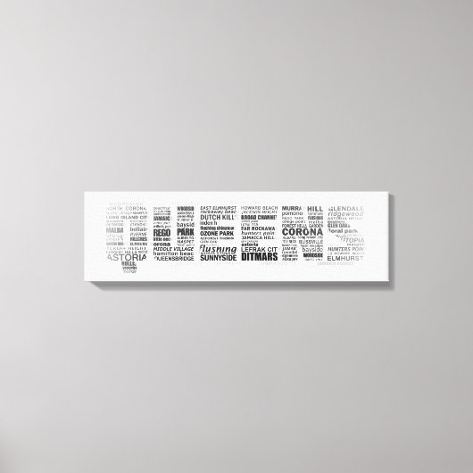 Queens New York Typografie Canvas Afdruk (Voorkant)