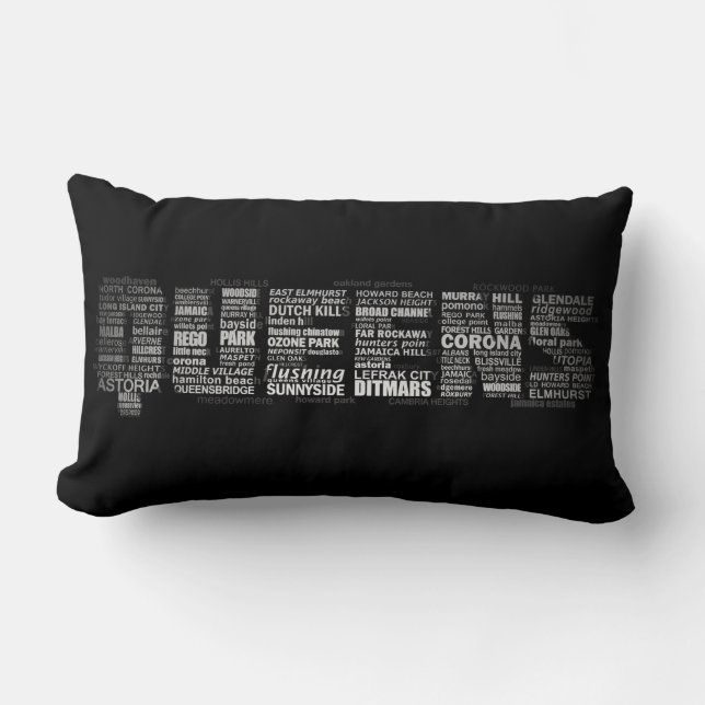 Queens New York Typografie Pillow Kussen (Voorkant)