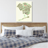 Queens NY Typografie Kaart Art Canvas Print (Insitu (Slaapkamer))