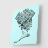 Queens NY Typografische Map Art Wall klok (Hoek)
