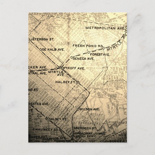 Queens NYC Vintage Map Briefkaart (Voorkant)
