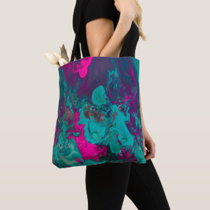 Queen's Potion Magenta & Blauwgroen Abstracte rook Draagtas