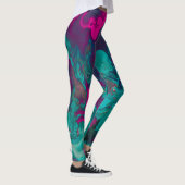 Queen's Potion Magenta & Blauwgroen Abstracte rook Leggings (Rechts)