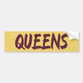 Queens Text Base Design on Yellow Background Bumpe Bumpersticker (Voorkant)