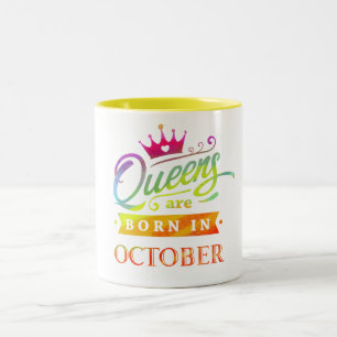Queens worden geboren in oktober. Waterverf Tweekleurige Koffiemok