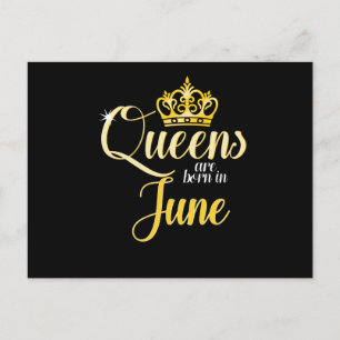 Queens wordt geboren in June Women Girl Birthday Feestdagenkaart
