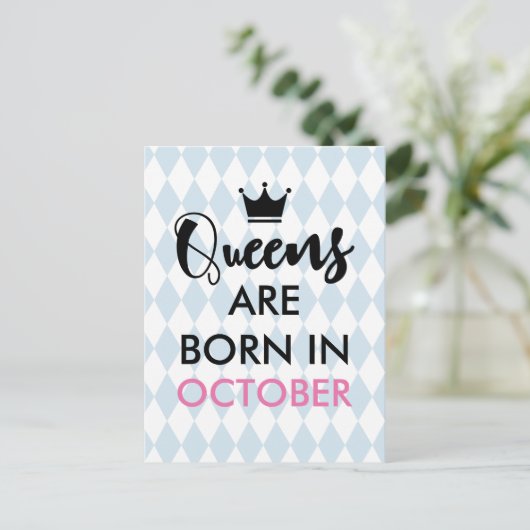 Queens zijn geboren in - Aangepaste maand en kleur Briefkaart (Staand voorkant)