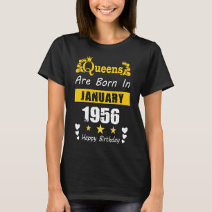 Queens zijn geboren in januari 1956 Happy Birthday T-shirt