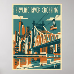 Queensboro Bridge Queens New York City Kabeltram Poster
