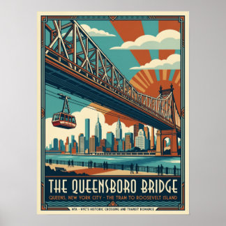 Queensboro Bridge Queens New York City Kabeltram Poster