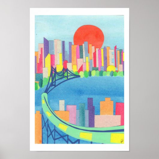 Queensborough Bridge op Sunrise Poster (Voorkant)