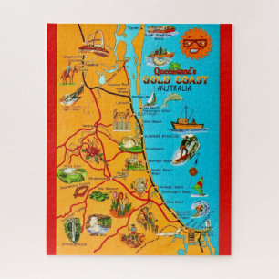 Queensland Australië Kust 16x20 Kaart Legpuzzel