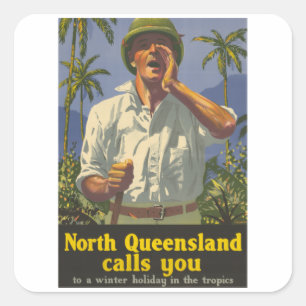 Queensland belt u - Australië - Vintage Travel Vierkante Sticker