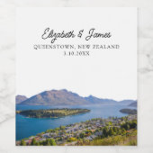 Queenstown Bruiloft Nieuw-Zeeland Favor Wijn Etiket (Enkel label)