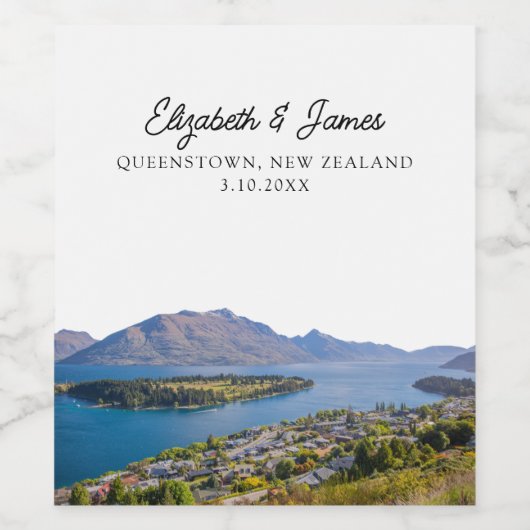 Queenstown Bruiloft Nieuw-Zeeland Favor Wijn Etiket (Enkel label)
