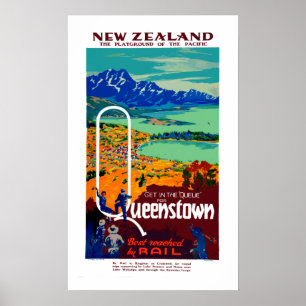 Queenstown New Zealand Travel Poster