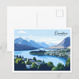 Queenstown Nieuw-Zeeland Illustratie Reizen Briefkaart