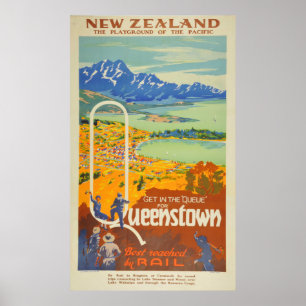  Queenstown Nieuw-Zeeland reizen Poster